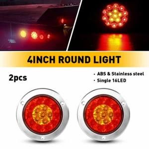 12V 16LED Car Round Taillights Vehicle Rear Fog Light Reverse Lamp Amber Red UK - Picture 1 of 17