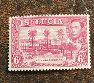 Santa Lucia Sc# 119 KGVI 1938-48 - 6d Magenta Perf 13-1/2 Mint LH - Foto 1 di 2