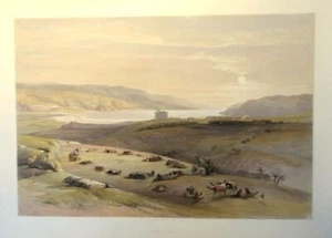 Jericho, von David Roberts, Datum 1845, Original Lithographie. Antikes Bild, Farbe - Bild 1 von 5