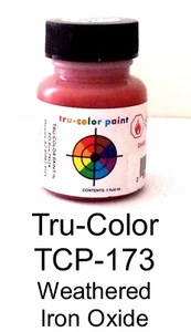 Tru-Color TCP-173 Flat Weathered Iron Oxide/Dark Rust 1 oz Paint Bottle - Picture 1 of 3