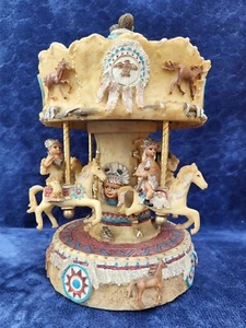 Ten Little Indians Music Carousel Horses Thunderbird Teepee Native American RARE - Picture 1 of 7
