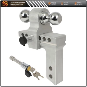 10000lbs 2'' receiver 6'' Drop Adjustable Trailer Tow Hitch Dual Ball Mount - Picture 1 of 12