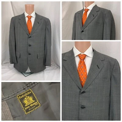 Blazer Oxford 44R Gris Cuadros 100% Lana 3 btn 2 ventilaciones Como Nuevo YGI S1-643 Foto 1 de 4