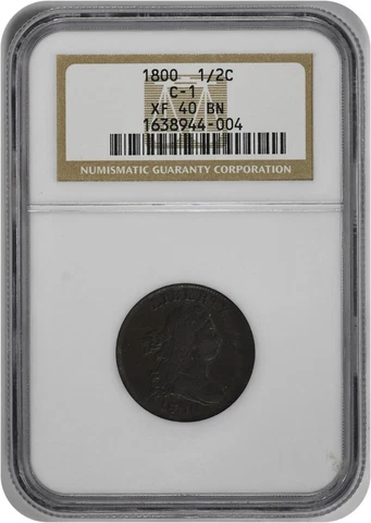 1800 Half Cent EF40BN NGC Cover