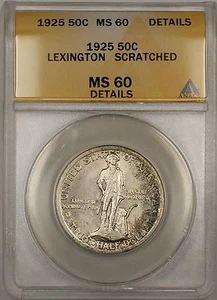 1925 Lexington Silver Half Dollar ANACS MS-60 Details Scratched (Better Coin) - Picture 1 of 1
