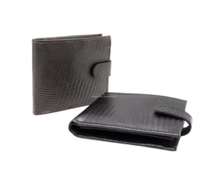 Mens Leather Wallet ID Card Zip Coin Pocket Snake Pattern RFID Signal Blocker - Picture 1 of 8