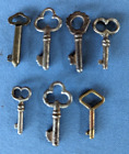 7 Vintage Eisen Skelett Schlüssel, klein, Möbel, Schreibtisch, Schrank, Schmuckschatulle