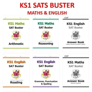 KS1 Ages 5-7  Maths & English SATS BUSTER Workbooks Bundle with Answer CGP - Picture 1 of 24