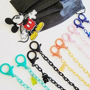 Set of 5 kids Face Mask Chain Strap with bear charm Necklace For Kids - Picture 1 of 12