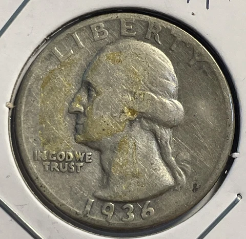 1936-P Washington Quarter - 90% Silver - Free Shipping - P5-13 Cover
