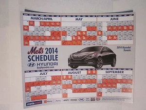 New York Mets 2014 Magnetic Schedule Stadium Giveaway SGA Hyundai Ex/Nr Mt - Picture 1 of 2
