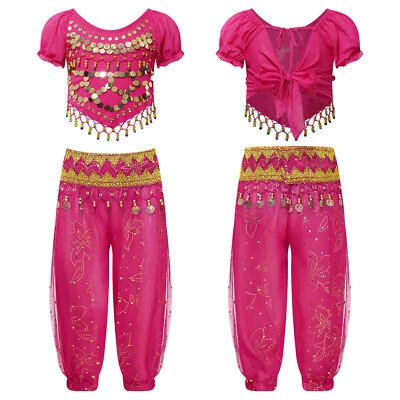 Girls Belly Dance Costume Halloween Set Stage Performance Outfits Dancing Pants - Image 1 of 3