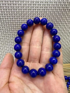 11.5mm Natural Royal Blue Lapis Lazuli Stretch Crystal Beads Bracelet AAAAA - Picture 1 of 9