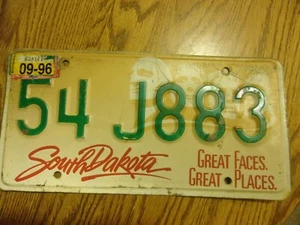 1996 SOUTH DAKOTA LICENSE PLATE '96 SD LICENSE PLATE MT RUSHMORE RAT ROD - Picture 1 of 3