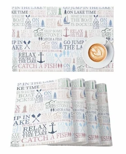 Lake Life Placemats 6 pcs 18"x12" Washable Non-Slip Heat-Resistant Table Plac... - Picture 1 of 9