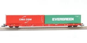 Igra model 96010046 Rail Cargo Waggon SK-RCW rosso, con 2 container 40’ CMA CGM - Imagen 1 de 1
