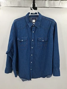 Vintage Wrangler Denim Pearl Snap Shirt 20x36 Big - Picture 1 of 10