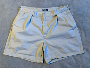 Vintage Polo Ralph Lauren Pleated Chino Shorts Mens 38 (Fits 36) Beige Made USA - Picture 1 of 9