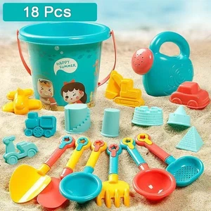 Juego de 18 piezas de juguetes de arena de playa para niños cubo pala y herramientas de juego de agua para niños pequeños - Imagen 1 de 6