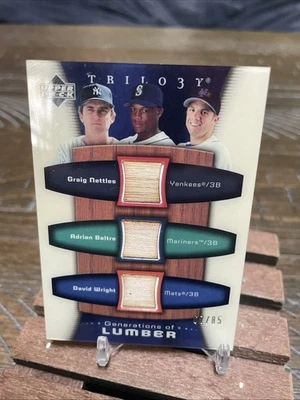 2005 Upper Deck Trilogy Generations of Lumber Wright, Beltre,Nettles Lumber /85  - Image 1 of 2