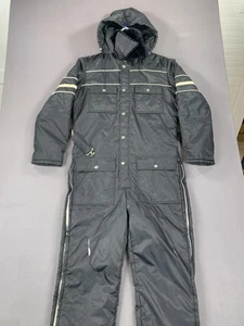Vintage Sears Coveralls Men 40 Tall Hooded Insulated Work Leisure Suit 80s HOLES - Picture 1 of 24