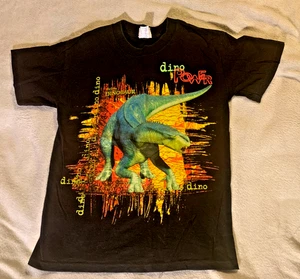 VTG Y2K Walt Disney’s Dinosaur - Aladar Dino Power - Black Kids Shirt Size M - Picture 1 of 3
