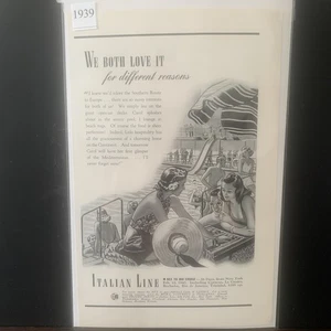 Vintage 1939 Italian Line Cruise We Both Love It Ad Advertisement - Picture 1 of 2