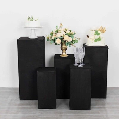 5 Rectangular Pedestal Fitted Spandex Display STAND COVERS Set Party Decorations - Image 1 of 2