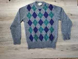 Classics Sears Sweater Vintage Men's Large shetland wool argyle grey L - Picture 1 of 5