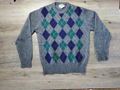 Classics Sears Sweater Vintage Men's Large shetland wool argyle grey L - Image 1 of 4