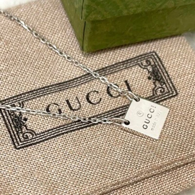 GUCCI Sterling Silver Plate Chain square Necklace SV925 No Box - Image 1 of 4