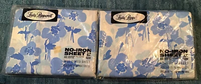 Full Size Sheet Set No Pillowcases ...Vintage Lady Pepperell...Blue Floral...NEW - Image 1 of 4