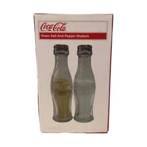 Clear Glass Set Coca-Cola Bottle Salt And Pepper Shakers New In Box Retro - Picture 1 of 2