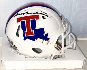 Terry Bradshaw signed Louisiana Tech Bulldogs White mini helmet Beckett Witness - Picture 1 of 3