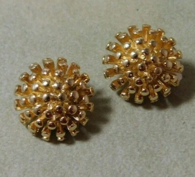 Texturizado Protuberancias Color Dorado Erizo Diseño de Clip Botón Pendientes 9j - Imagen 1 de 4