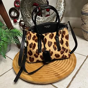 Kate Spade NWT Margaux Haircalf Faux Leopard Fur Satchel With Crossbody Strap. - Picture 1 of 12