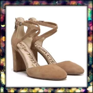 ¡Nuevo! Bomba de tacón de bloque Sam Edelman Simmons para mujer talla 7,5 marrón camello - Imagen 1 de 12