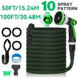Heavy Duty 50-100FT Expandable Garden Hose Pipe Flexible With Water Spray Gun UK - Picture 1 of 11