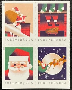 2021 Scott #5644-47, Forever, A VISIT FROM ST. NICK - MNH - Block of 4 Stamps - Picture 1 of 1
