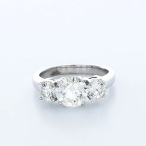 ANILLO DE COMPROMISO CLÁSICO ORO BLANCO 14K CORTE REDONDO I/VS2 DIAMANTES NATURALES 3,26 CTW - Imagen 1 de 7