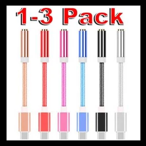 USB C Type-C to 3.5mm Headphone Jack Adapter AUX + Sync Data Charge Cable Lead - Picture 1 of 16