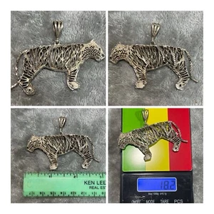 VTG Handmade Sterling Silver 3D Open Work Tiger Pendant !! No Scrap !! Rare!! - Picture 1 of 10