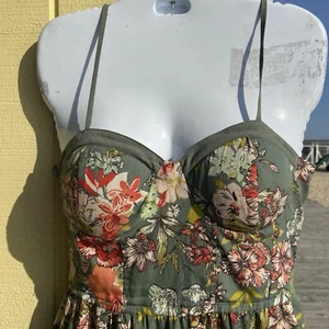 BOG Collective Long Floral Medium Women's Slit Dress Spaghetti Strap #e7 - Picture 1 of 11