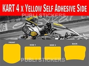 KART 4 x HIGH QUALITY SELF ADHESIVE SIDE "YELLOW BACKGROUND" VINYL STICKER RACE - Picture 1 of 2