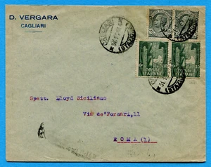 1923 Marcia su Roma c.10 x 2 + LEO.c.15 x 20 lettera da Cagliari (283841) - Imagen 1 de 2