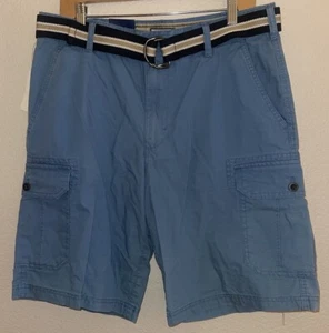 NWT Izod Saltwater Chino Shorts Federal Blue Cotton Flat Front 32 - Picture 1 of 5