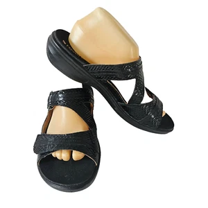 REVERE BNWOT size 11M (42) black hook & loop cross straps peep toe RRP$179.95 - Picture 1 of 8