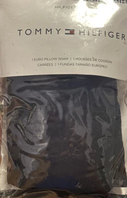 Tommy Hilfiger Hilfiger Prep One Euro Pillow Sham “26 英寸 X 26 英寸” ~ 海军蓝 🖤 — 第 1/4 张图片