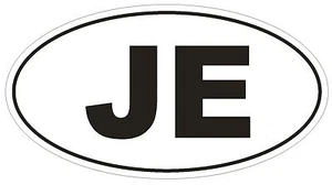 JE Jersey Oval Bumper Sticker or Helmet Sticker D2076 Euro Oval Country Code - Picture 1 of 1