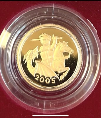 2005 Gold Half Sovereign Proof Coin With Box And COA. Rare! Mintage 5,011 !! - Image 1 of 4
